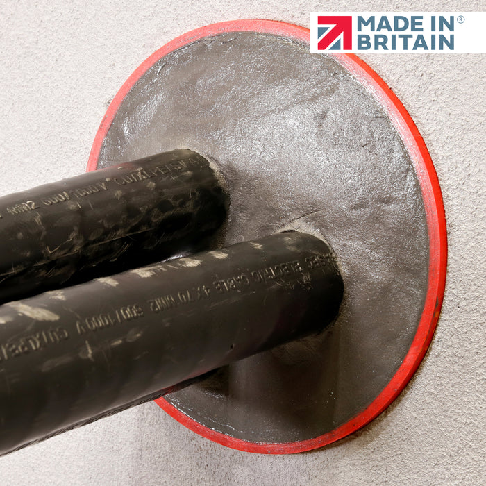 Duct Seal HG - Completed seal, showing a duct with Trefoil Cables ( three single cables twisted together) Fully sealed againt water, gas & rodents.