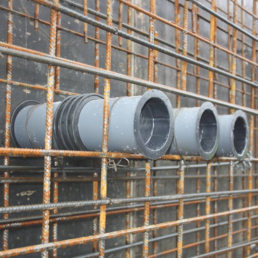 Kraso Type FE - Cast-in Concrete Sleeves installed on site ready for pouring the concrete
