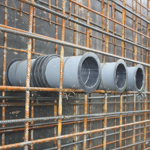 Kraso Type FE - Cast-in Concrete Sleeves installed on site ready for pouring the concrete 